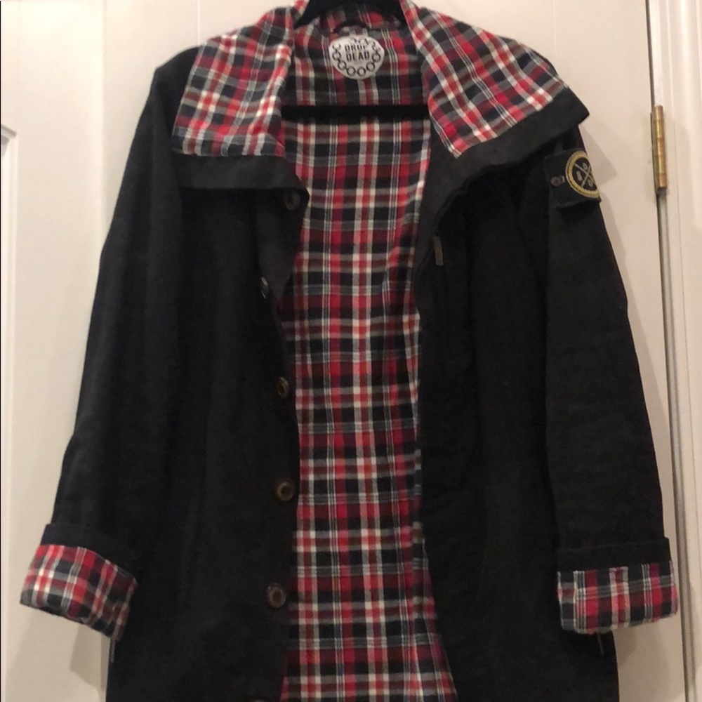 RARE Drop Dead UK Black and Plaid Coat